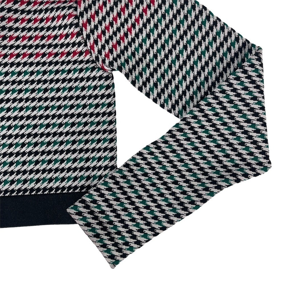 Houndstooth Crop Long Sleeve Athletic Compression Top Athleisure Gym Yoga Large - Picture 6 of 9